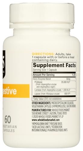 365 by Whole Foods Market Milchverdauliche Enzyme, 60 Kapseln