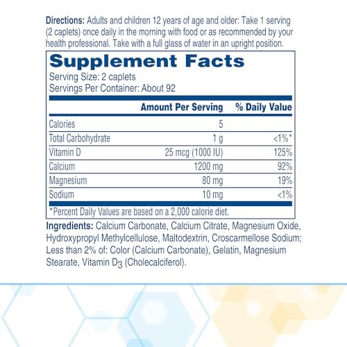 Citracal Slow Release Calcium 1200 mg mit Vitamin D3, Magnesium – 1x täglich, 185 Kapseln – Knochengesundheit unterstützen