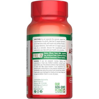 Nature's Truth Apfelessig Vegan Kapseln | 1200 mg | 60 vegane Kapseln | Extra Stärke | Vegan, Nicht-GVO und Glutenfrei Nahrungsergänzungsmittel