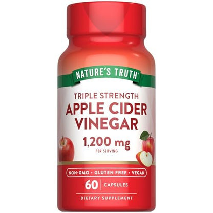 Nature's Truth Apfelessig Vegan Kapseln | 1200 mg | 60 vegane Kapseln | Extra Stärke | Vegan, Nicht-GVO und Glutenfrei Nahrungsergänzungsmittel