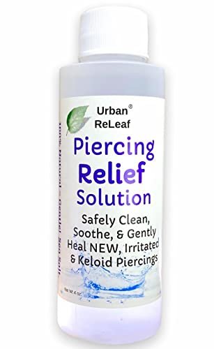 Urban ReLeaf PIERCING RELIEF Lösung – 100% natürliches Meersalz, Teebaum & Rosmarin zur sicheren Reinigung, Beruhigung und Pflege neuer, gereizter und entzündeter Piercings