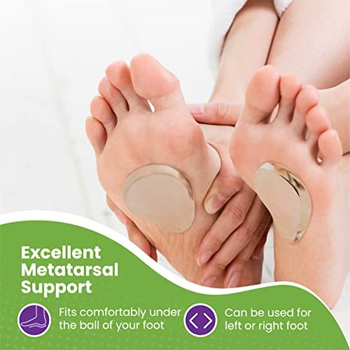 Premium Gel Ball-of-Foot Cushions – Wiederverwendbare, transparente Gel-Metatarsal-Pads – Fußschmerzlinderung – 1/4 Zoll – 2 Paar