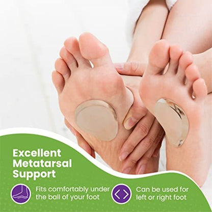 Premium Gel Ball-of-Foot Cushions – Wiederverwendbare, transparente Gel-Metatarsal-Pads – Fußschmerzlinderung – 1/4 Zoll – 2 Paar