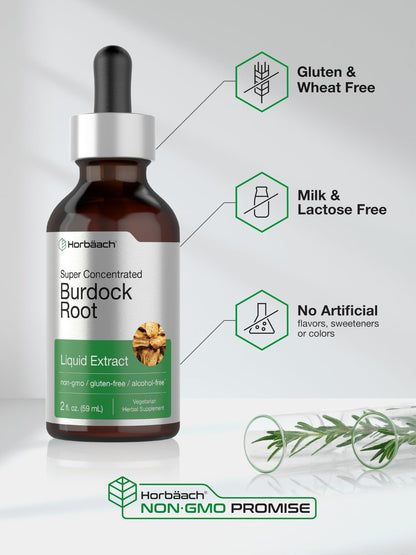 Horbäach Klettenwurzel Tinktur | 60 ml | Hochkonzentrierter Kräuterextrakt | Vegan, Nicht-GVO, Glutenfrei, Alkoholfrei