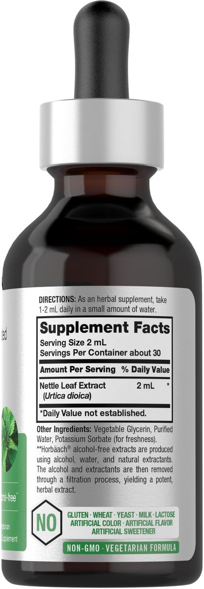 Horbäach Brennnesselblätter Extrakt Tropfen | 60 ml | Alkoholfrei | Vegetarisches Flüssigpräparat | Non-GMO, Glutenfrei Tinktur