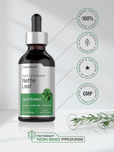 Horbäach Brennnesselblätter Extrakt Tropfen | 60 ml | Alkoholfrei | Vegetarisches Flüssigpräparat | Non-GMO, Glutenfrei Tinktur