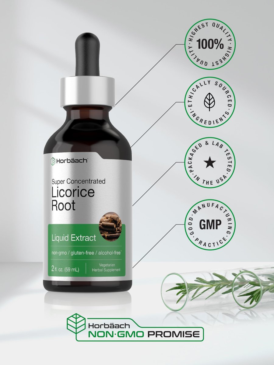Horbäach Süßholzwurzel Extrakt | 60 ml | Alkoholfreie Tinktur | Vegetarisches flüssiges Nahrungsergänzungsmittel | Non-GMO & Glutenfrei