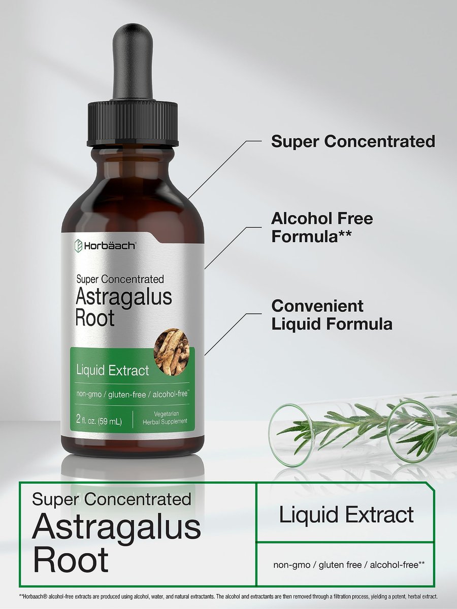 Horbäach Astragalus-Wurzelextrakt Flüssig | 60 ml | Alkoholfreie Tinktur | Hochkonzentriert | Vegetarisch, Nicht-GVO, Glutenfrei