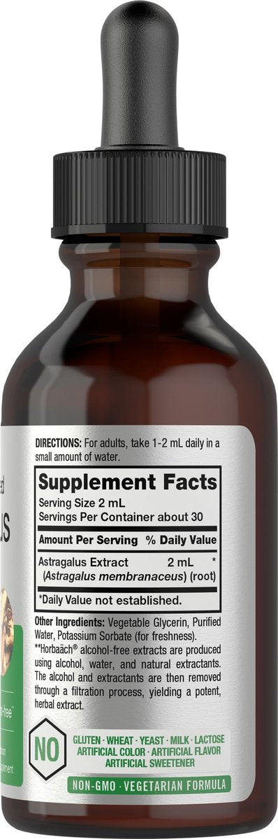 Horbäach Astragalus-Wurzelextrakt Flüssig | 60 ml | Alkoholfreie Tinktur | Hochkonzentriert | Vegetarisch, Nicht-GVO, Glutenfrei