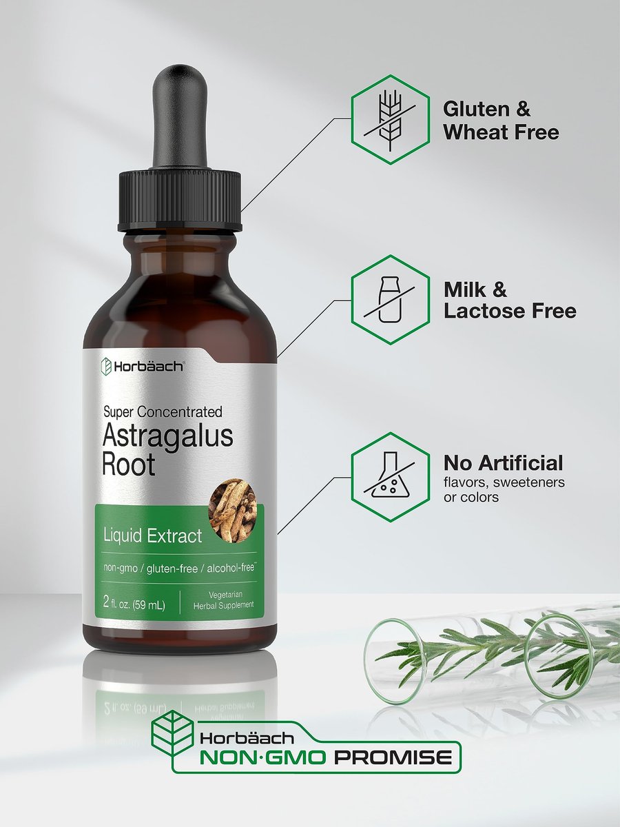 Horbäach Astragalus-Wurzelextrakt Flüssig | 60 ml | Alkoholfreie Tinktur | Hochkonzentriert | Vegetarisch, Nicht-GVO, Glutenfrei