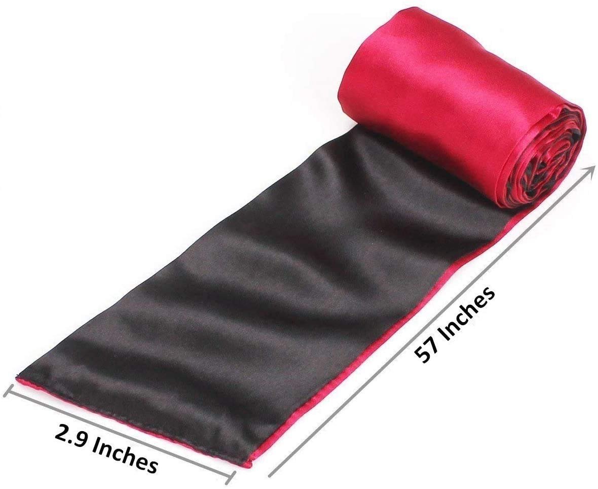 Ukissim Soft Satin Schlafmaske – Komfortable Augenmaske für erholsamen Schlaf (Rot+Schwarz, 150 cm x 7 cm)