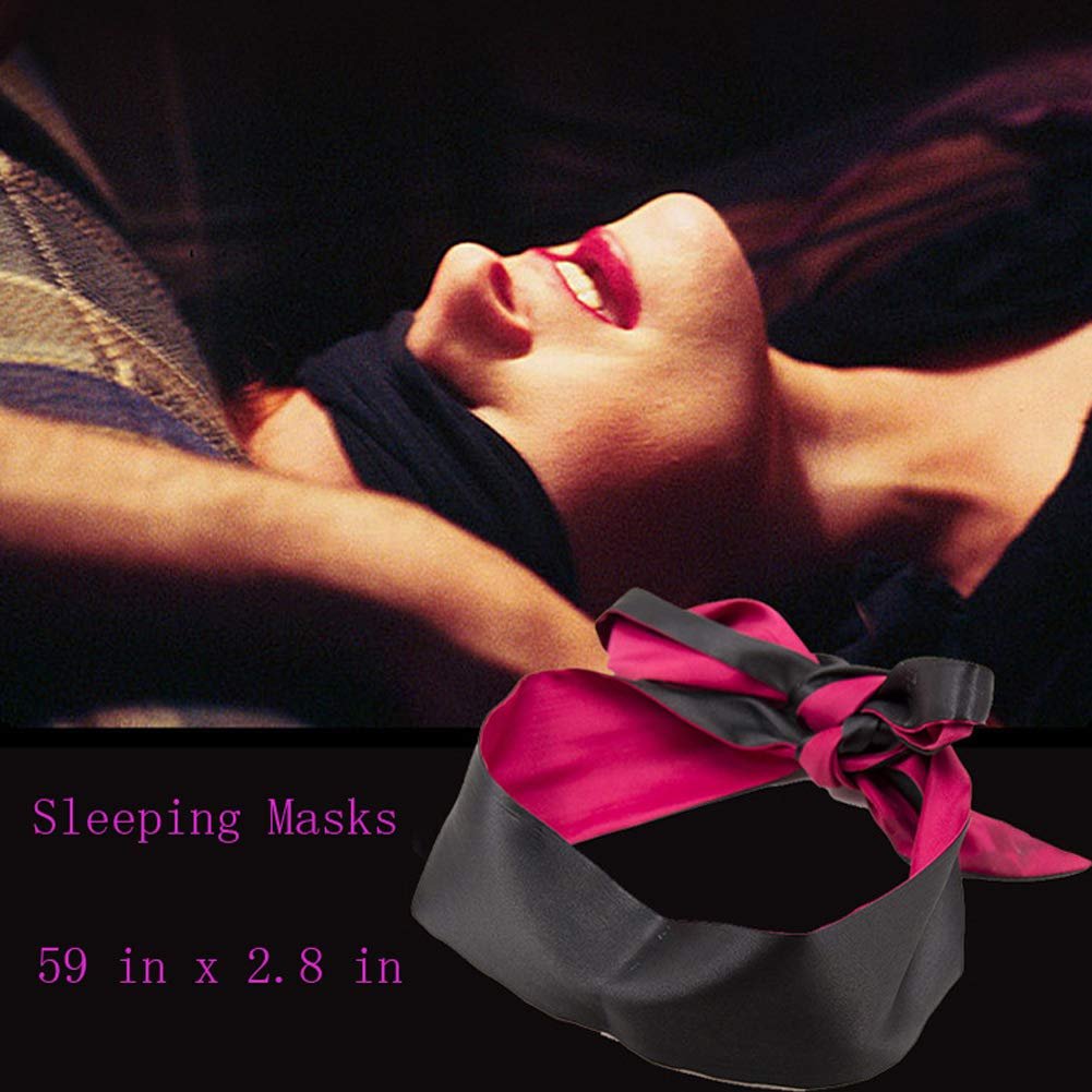 Ukissim Soft Satin Schlafmaske – Komfortable Augenmaske für erholsamen Schlaf (Rot+Schwarz, 150 cm x 7 cm)