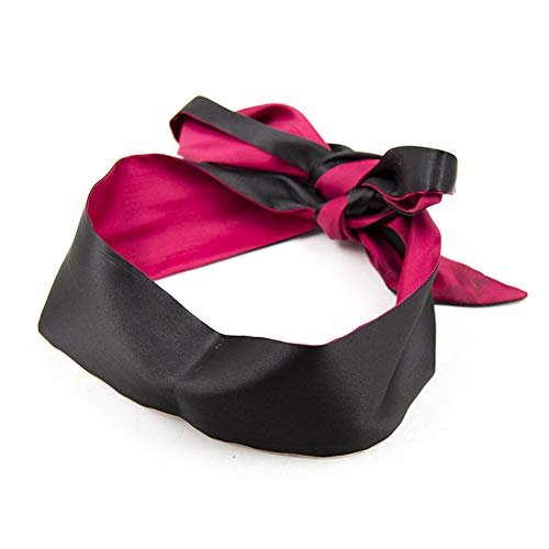 Ukissim Soft Satin Schlafmaske – Komfortable Augenmaske für erholsamen Schlaf (Rot+Schwarz, 150 cm x 7 cm)