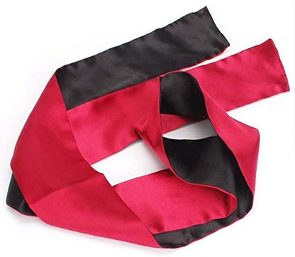 Ukissim Soft Satin Schlafmaske – Komfortable Augenmaske für erholsamen Schlaf (Rot+Schwarz, 150 cm x 7 cm)