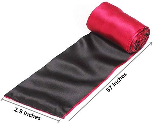 Ukissim Soft Satin Schlafmaske – Komfortable Augenmaske für erholsamen Schlaf (Rot+Schwarz, 150 cm x 7 cm)