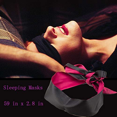 Ukissim Soft Satin Schlafmaske – Komfortable Augenmaske für erholsamen Schlaf (Rot+Schwarz, 150 cm x 7 cm)