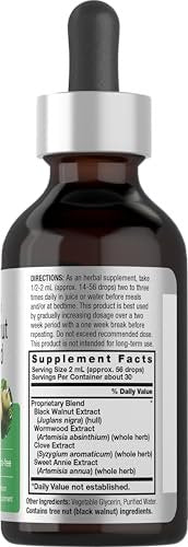 Horbäach Schwarze Walnuss Wurmholz Extrakt Tinktur | 60 ml | Alkoholfreie Flüssigkeit | Vegetarisch, Nicht-GVO & Glutenfrei