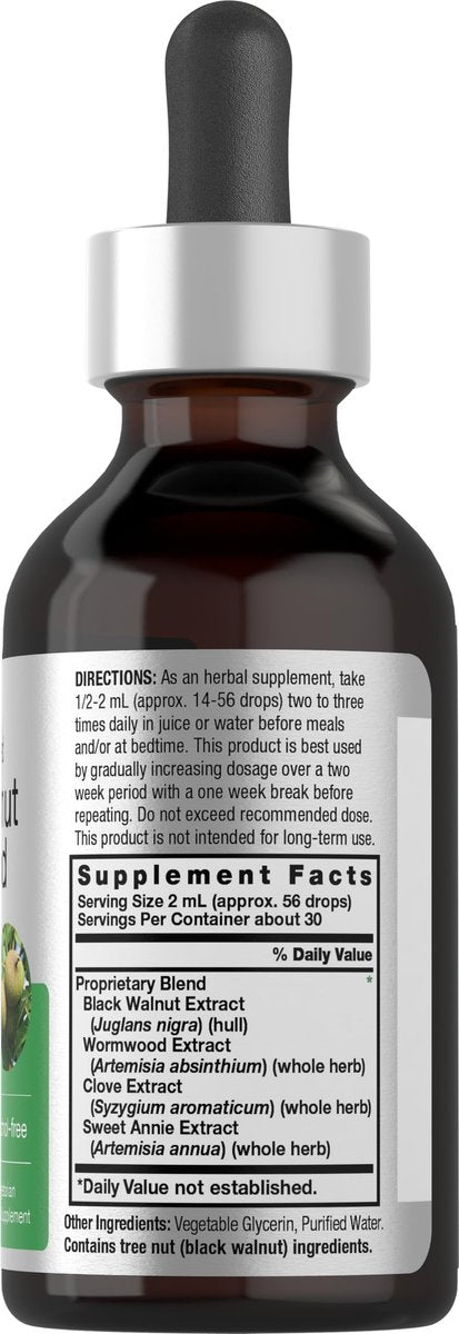 Horbäach Schwarze Walnuss Wurmholz Extrakt Tinktur | 60 ml | Alkoholfreie Flüssigkeit | Vegetarisch, Nicht-GVO & Glutenfrei