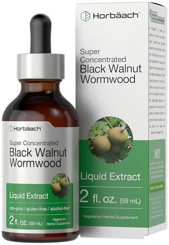 Horbäach Schwarze Walnuss Wurmholz Extrakt Tinktur | 60 ml | Alkoholfreie Flüssigkeit | Vegetarisch, Nicht-GVO & Glutenfrei
