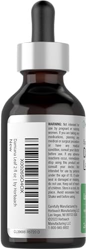 Horbäach Damiana-Blatt-Kräutertinktur | 60 ml | Hochkonzentrierter, alkoholfreier Flüssigextrakt | Vegetarisches, nicht-GVO & glutenfreies Nahrungsergänzungsmittel