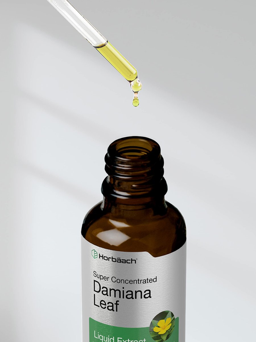 Horbäach Damiana-Blatt-Kräutertinktur | 60 ml | Hochkonzentrierter, alkoholfreier Flüssigextrakt | Vegetarisches, nicht-GVO & glutenfreies Nahrungsergänzungsmittel