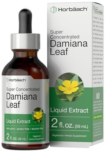 Horbäach Damiana-Blatt-Kräutertinktur | 60 ml | Hochkonzentrierter, alkoholfreier Flüssigextrakt | Vegetarisches, nicht-GVO & glutenfreies Nahrungsergänzungsmittel