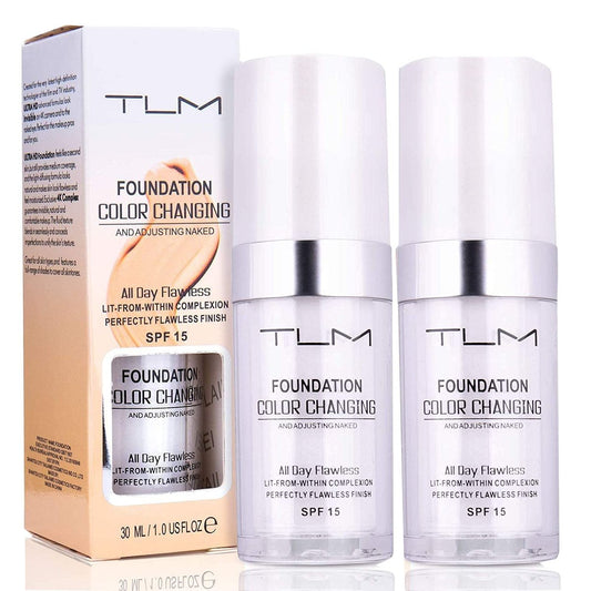 2er-Pack 30ml TLM Farbwechselnde Foundation & Concealer – Vollständige Deckkraft, Flüssig, Feuchtigkeitsspendend, Für Frauen & Mädchen