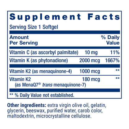 Life Extension Super K – Vitamin-K-Komplex mit K1 und K2 für die Herzgesundheit, 90 Softgels