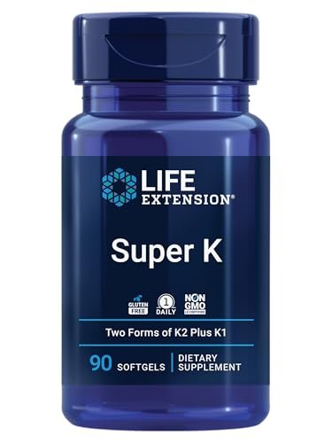 Life Extension Super K – Vitamin-K-Komplex mit K1 und K2 für die Herzgesundheit, 90 Softgels