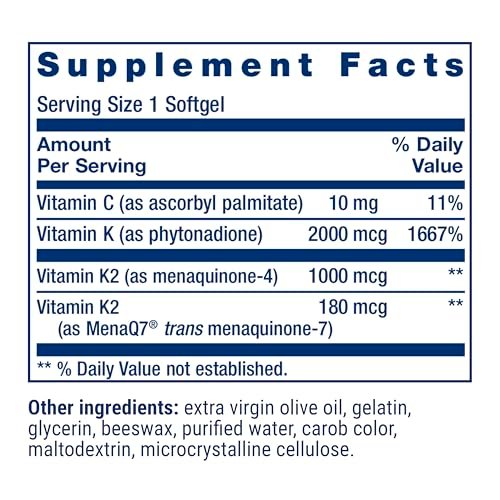Life Extension Super K – Vitamin-K-Komplex mit K1 und K2 für die Herzgesundheit, 90 Softgels