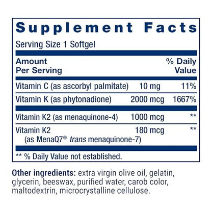 Life Extension Super K – Vitamin-K-Komplex mit K1 und K2 für die Herzgesundheit, 90 Softgels
