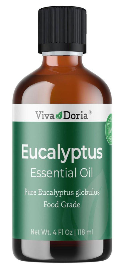 Viva Doria Eukalyptus ätherisches Öl, Lebensmittelqualität, 118 ml (4 Fl Oz) | 100 % reines & natürliches Eucalyptus Globulus | Aromatherapie-Öl für Diffuser, Dampf und Massage