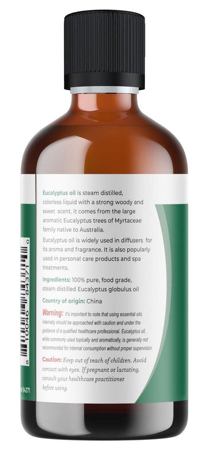 Viva Doria Eukalyptus ätherisches Öl, Lebensmittelqualität, 118 ml (4 Fl Oz) | 100 % reines & natürliches Eucalyptus Globulus | Aromatherapie-Öl für Diffuser, Dampf und Massage