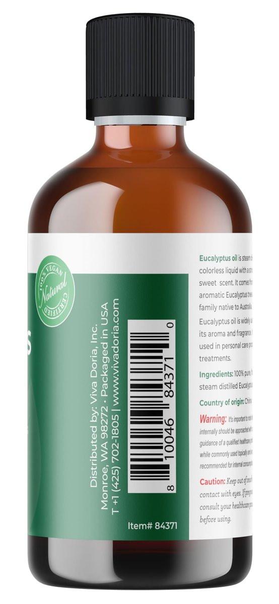 Viva Doria Eukalyptus ätherisches Öl, Lebensmittelqualität, 118 ml (4 Fl Oz) | 100 % reines & natürliches Eucalyptus Globulus | Aromatherapie-Öl für Diffuser, Dampf und Massage