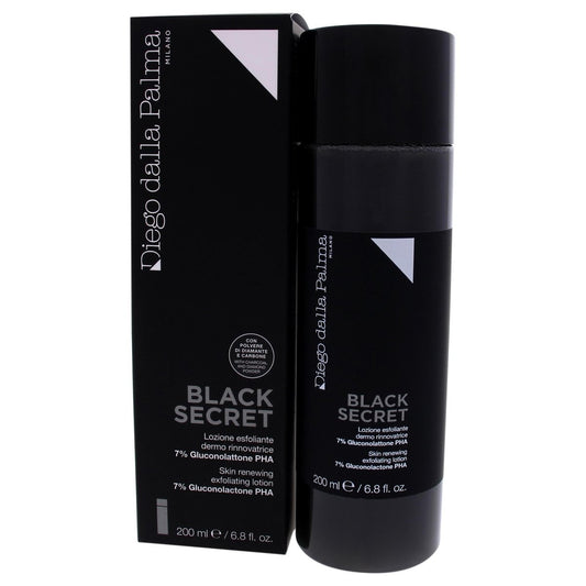 Diego dalla Palma Black Secret Hauterneuerndes Peeling-Lotion – für reine und strahlende Haut, weniger sichtbare Poren und Unreinheiten, beschleunigt die Zellregeneration – 200 ml