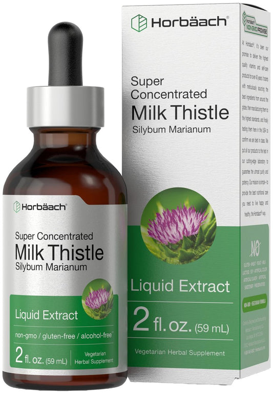 Horbäach Mariendistel-Extrakt Flüssig | 60 ml | Alkoholfrei | Vegetarisch, Ohne Gentechnik & Glutenfrei