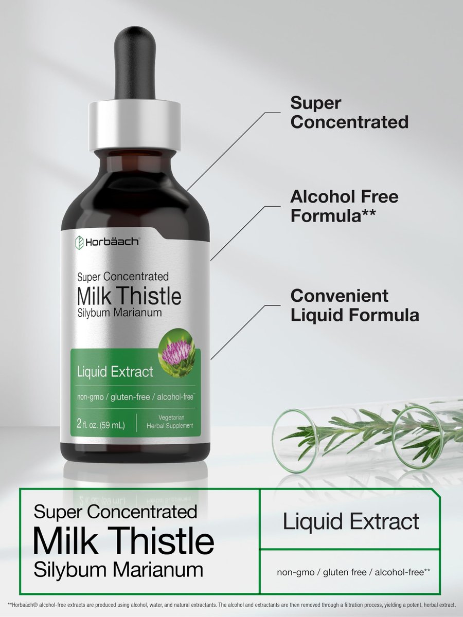 Horbäach Mariendistel-Extrakt Flüssig | 60 ml | Alkoholfrei | Vegetarisch, Ohne Gentechnik & Glutenfrei