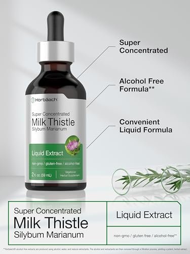 Horbäach Mariendistel-Extrakt Flüssig | 60 ml | Alkoholfrei | Vegetarisch, Ohne Gentechnik & Glutenfrei