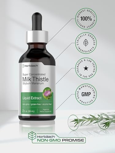 Horbäach Mariendistel-Extrakt Flüssig | 60 ml | Alkoholfrei | Vegetarisch, Ohne Gentechnik & Glutenfrei