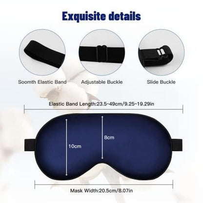 Blaue Satin-Seiden-Schlafmaske mit verstellbarem Riemen – Bequeme, blickdichte Augenmaske für Männer und Frauen – Perfekt für erholsamen Nachtschlaf