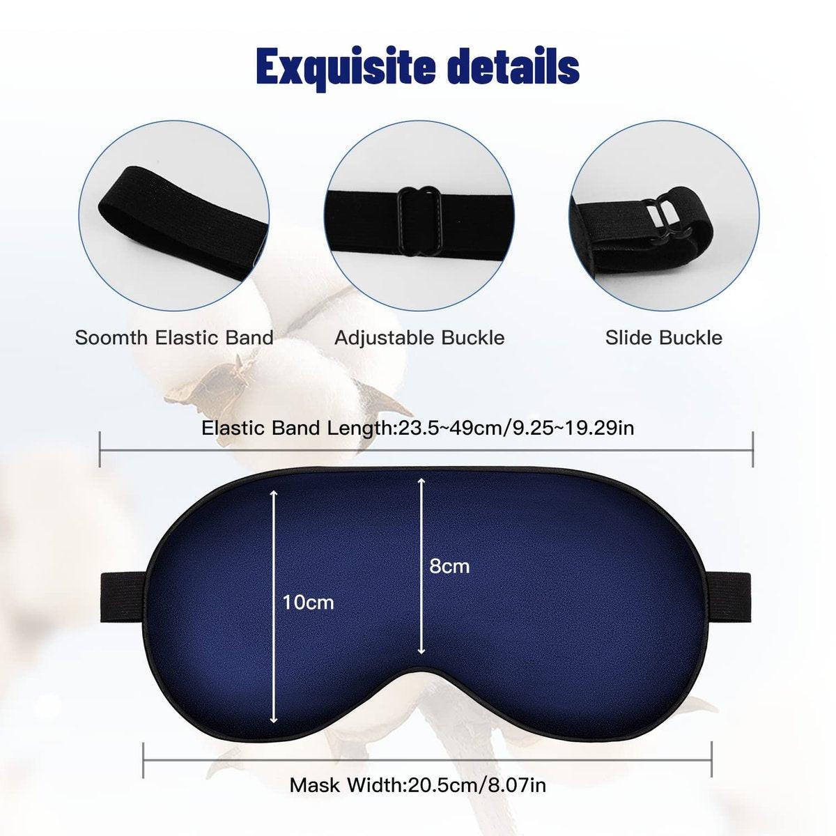 Blaue Satin-Seiden-Schlafmaske mit verstellbarem Riemen – Bequeme, blickdichte Augenmaske für Männer und Frauen – Perfekt für erholsamen Nachtschlaf