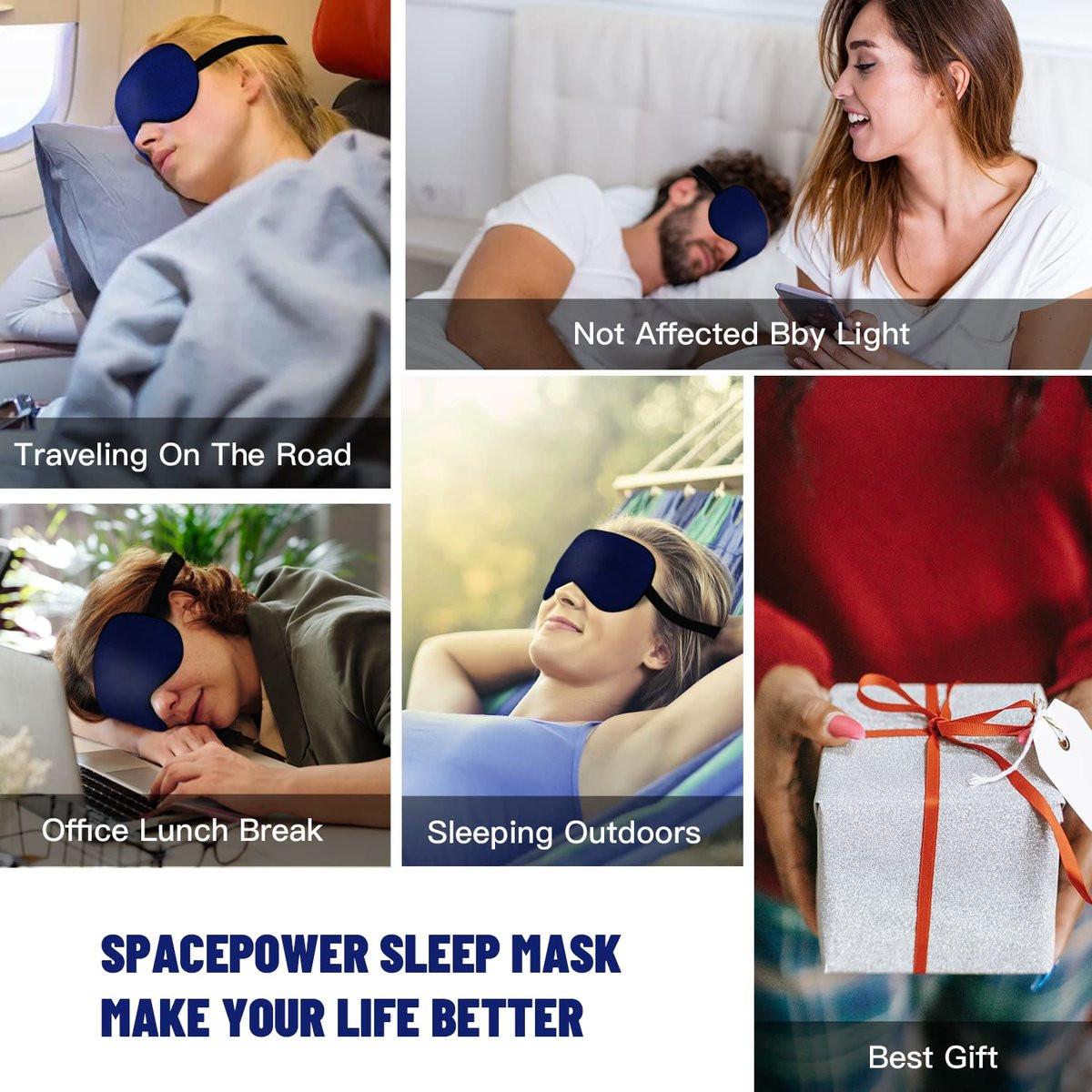 Blaue Satin-Seiden-Schlafmaske mit verstellbarem Riemen – Bequeme, blickdichte Augenmaske für Männer und Frauen – Perfekt für erholsamen Nachtschlaf