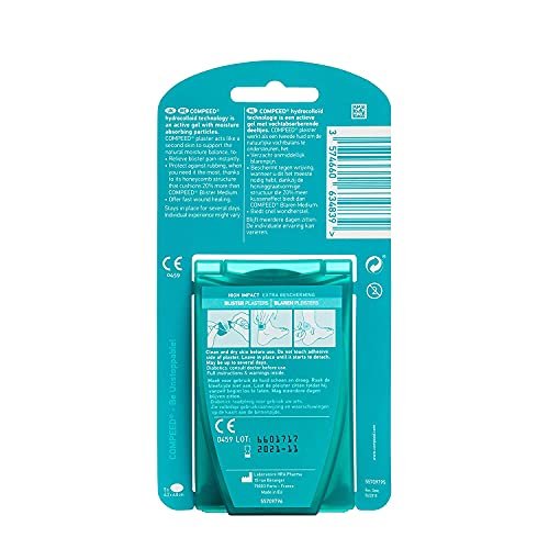 Compeed Advanced Blasenpflaster, Hydrokolloid-Gel-Polster für sofortige Schmerzlinderung und schnellere Heilung, Sport Medium Ferse, 5 Stück (2er-Pack)