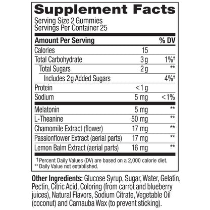 OLLY Extra Strength Schlaf Gummibärchen, 5 mg Melatonin, L-Theanin, Kamille, Zitronenmelisse, Schlafhilfe, Brombeere - 50 Stück
