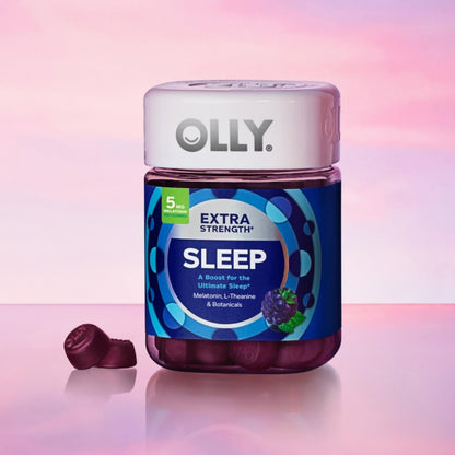 OLLY Extra Strength Schlaf Gummibärchen, 5 mg Melatonin, L-Theanin, Kamille, Zitronenmelisse, Schlafhilfe, Brombeere - 50 Stück