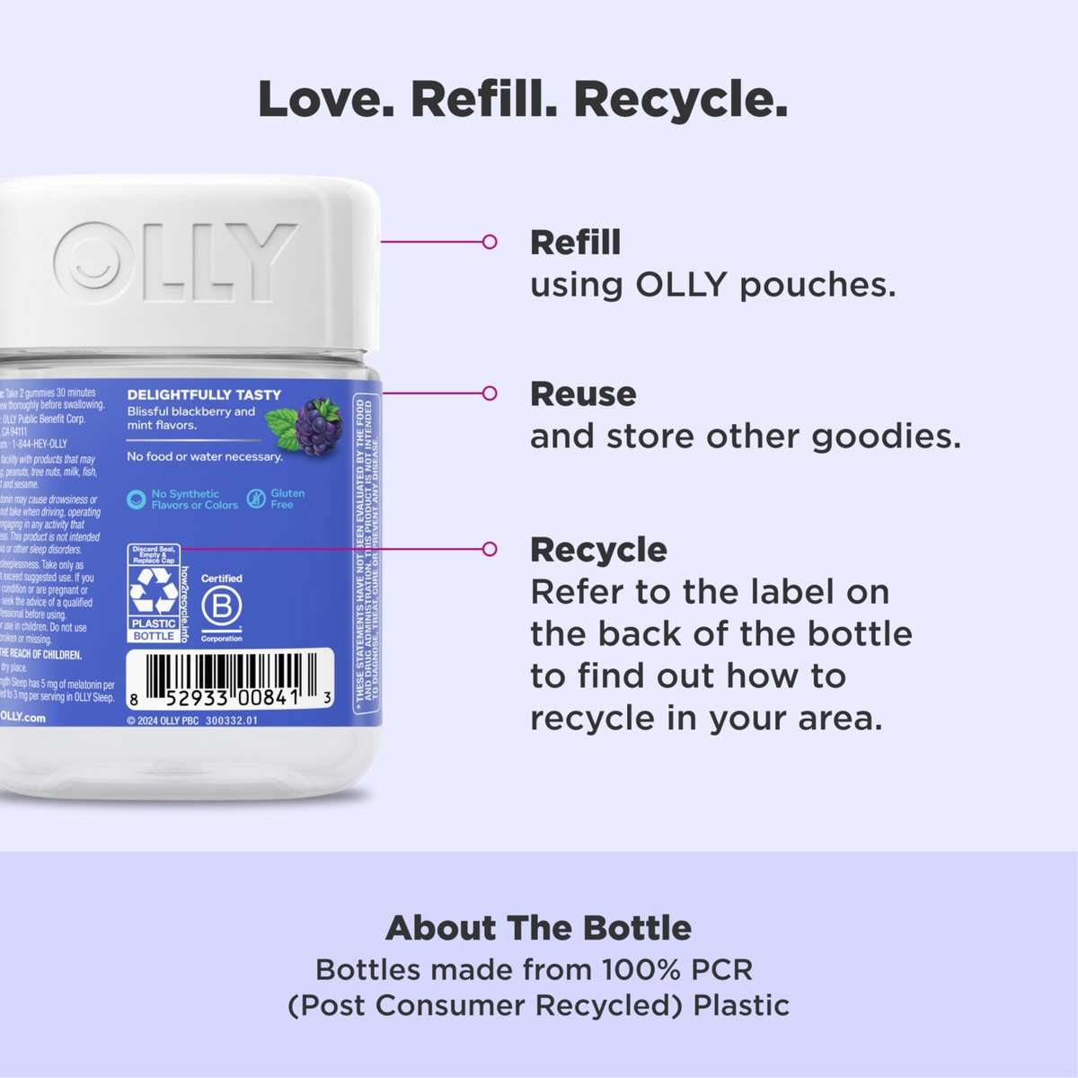 OLLY Extra Strength Schlaf Gummibärchen, 5 mg Melatonin, L-Theanin, Kamille, Zitronenmelisse, Schlafhilfe, Brombeere - 50 Stück