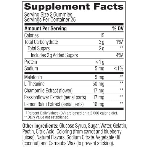 OLLY Extra Strength Schlaf Gummibärchen, 5 mg Melatonin, L-Theanin, Kamille, Zitronenmelisse, Schlafhilfe, Brombeere - 50 Stück