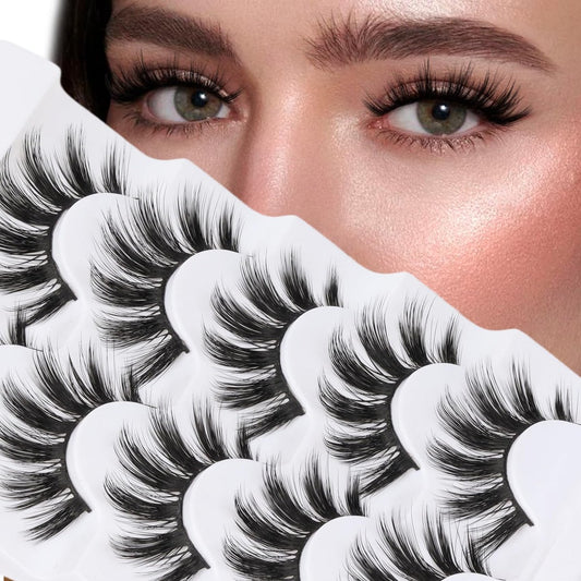 Veleasha Lashes 5D Faux Mink Wimpern 100% Handgefertigt Luxuriöse Fake Wimpern Leicht Flauschig Falsche Wimpern 5 Paar Pack (Dubai)