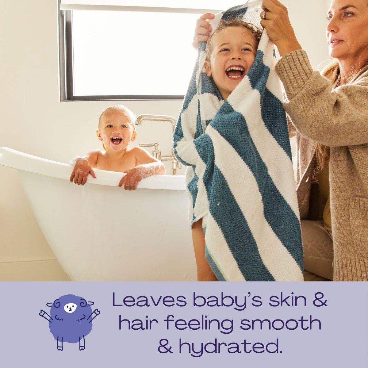Hello Bello Ultra-Feuchtigkeitsspendendes Baby-Shampoo & Duschbad, Sanfter Lavendelduft, Tränenfrei & Sicher für empfindliche Haut, Dermatologisch getestet & von Kinderärzten empfohlen, 296 ml Flasche