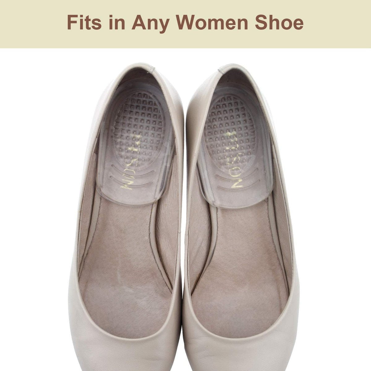 LOVE MEI Silikon-Fersengel-Einlagen – Stoßdämpfende Fersenpolster bei Plantarfasziitis, Fersenschmerzen, Knochensporn & Achillessehnenentzündung – 2 Paar (4 Stück), Transparent, Klein